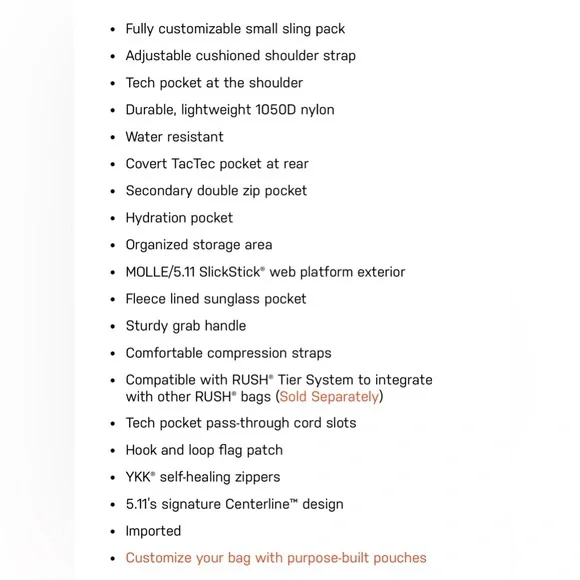 5.11 Tactical Sling Bag Pack MOAB 6, Shoulder Crossbody Military Bag - Picture 9 of 9